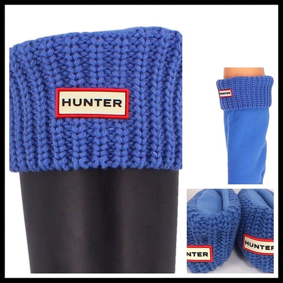 HUNTER ORIGINAL TALL CUFFED BLUE BOOT SOCKS A2C - Picture 4 of 8